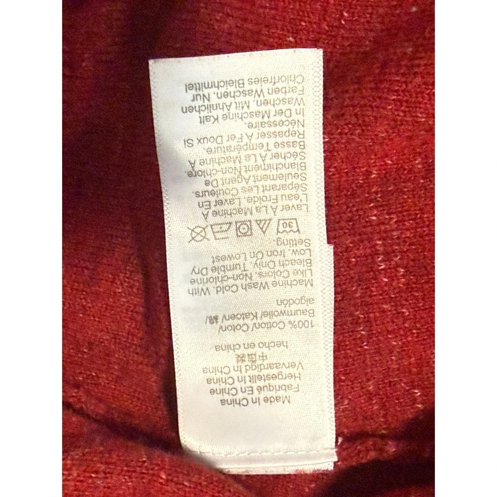 J. Crew Red 100% Cotton Textured Raglan Crew Neck Sweater ReImagined size Medium
